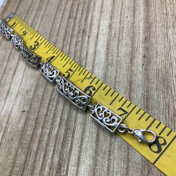 Premier Designs Heart Filigree Panel Link Silver Tone Bracelet - Picture 3 of 9
